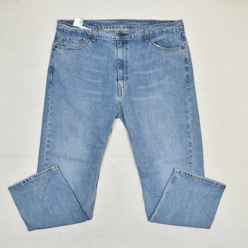 Levi's Men's Jeans Cotton Blue Size 42x30 Zip Solid 505 Regular Straight Denim